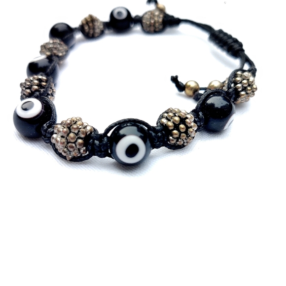 Unisex Leather Evil Eye w/Silver Accents Bracelet - Picture 5 of 5